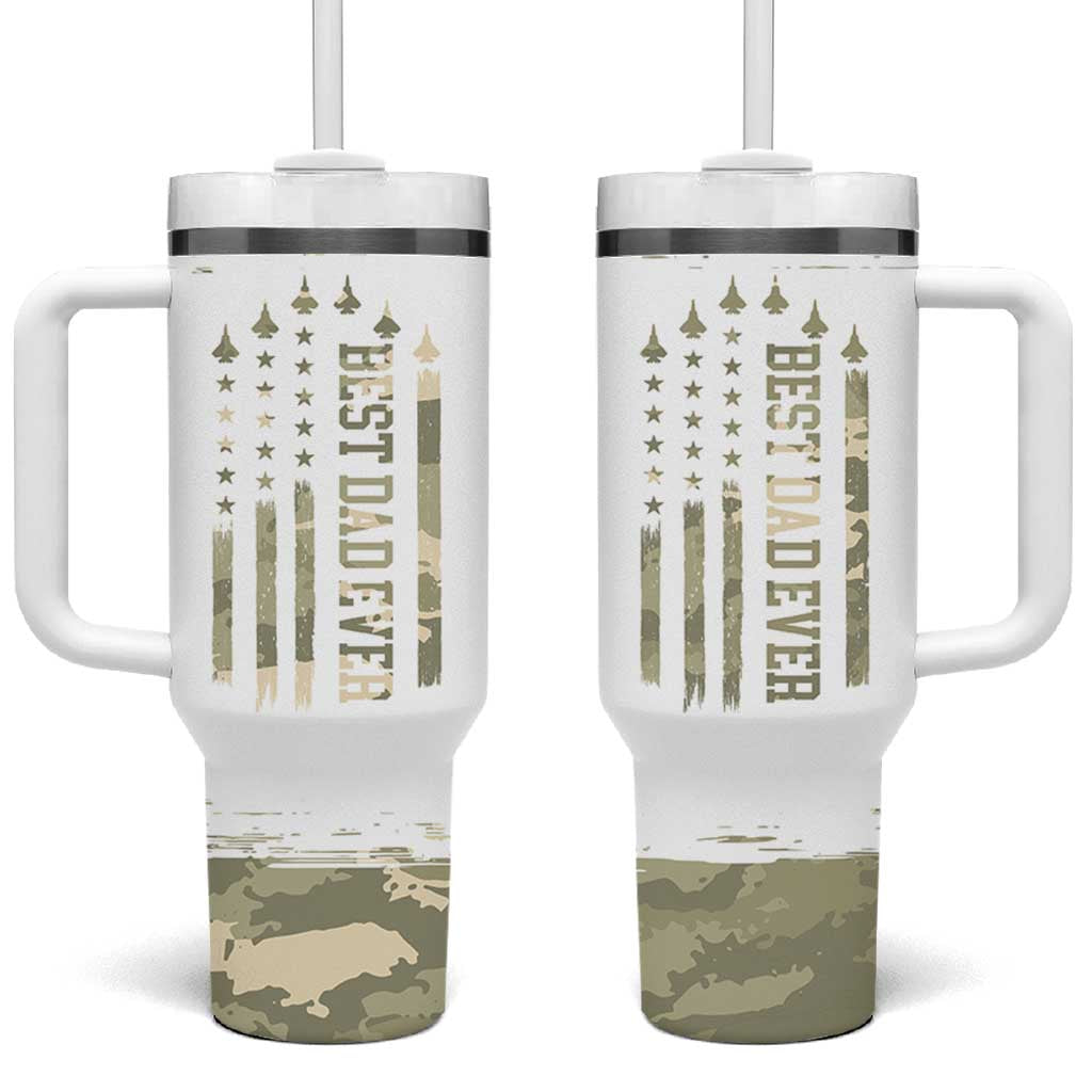 Fathers Day Dad Tumbler With Handle Best Dad Ever Camo American Flag USA Camouflage