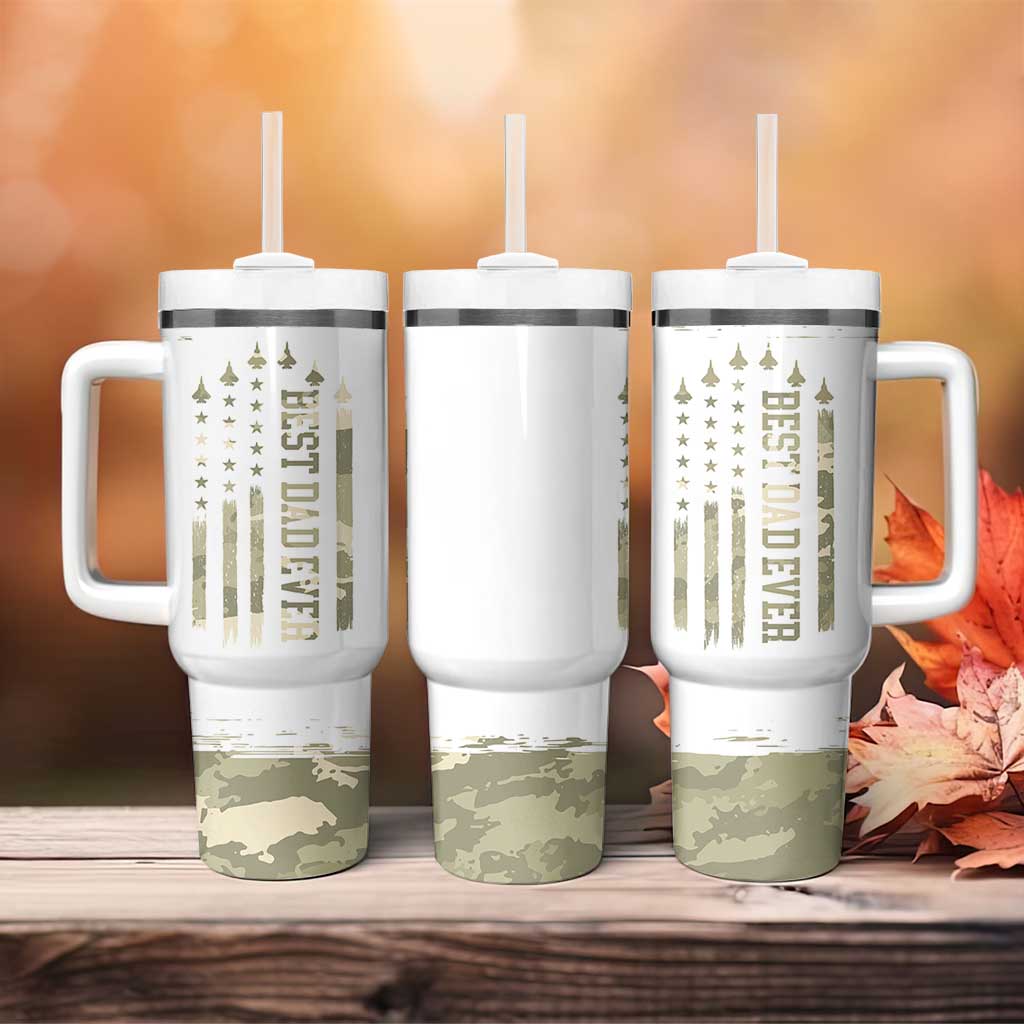 Fathers Day Dad Tumbler With Handle Best Dad Ever Camo American Flag USA Camouflage