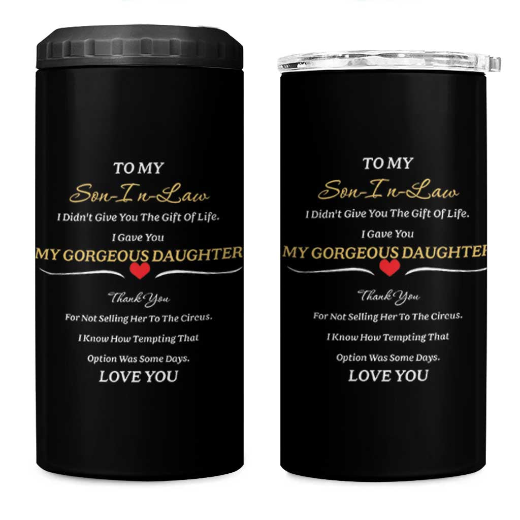 Son In Law Gifts 4 in 1 Can Cooler Tumbler Future SIL Wedding Gift From Mother In Law MIL