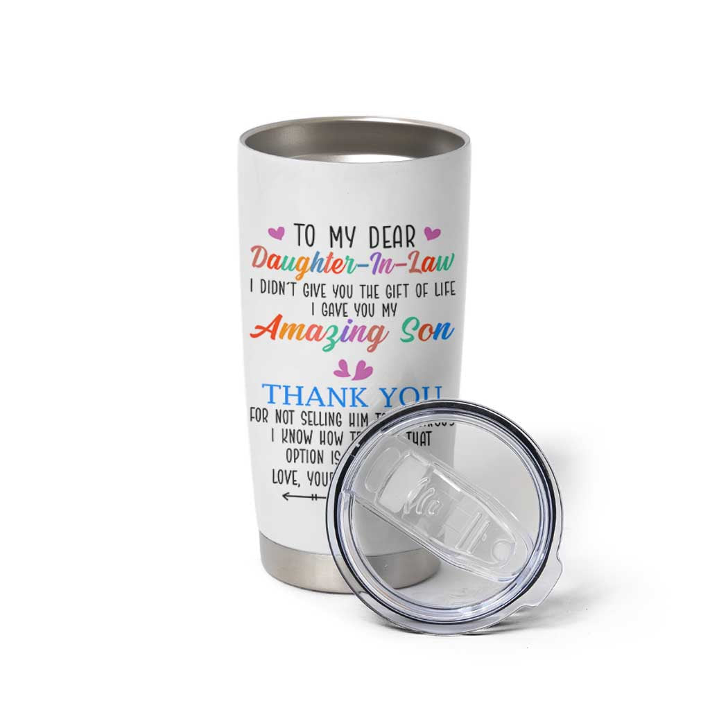 Gifts For Daughter In Law Tumbler Cup Funny Wedding Day Gift From Mother In Law