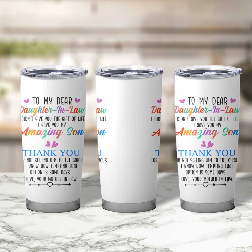 Gifts For Daughter In Law Tumbler Cup Funny Wedding Day Gift From Mother In Law