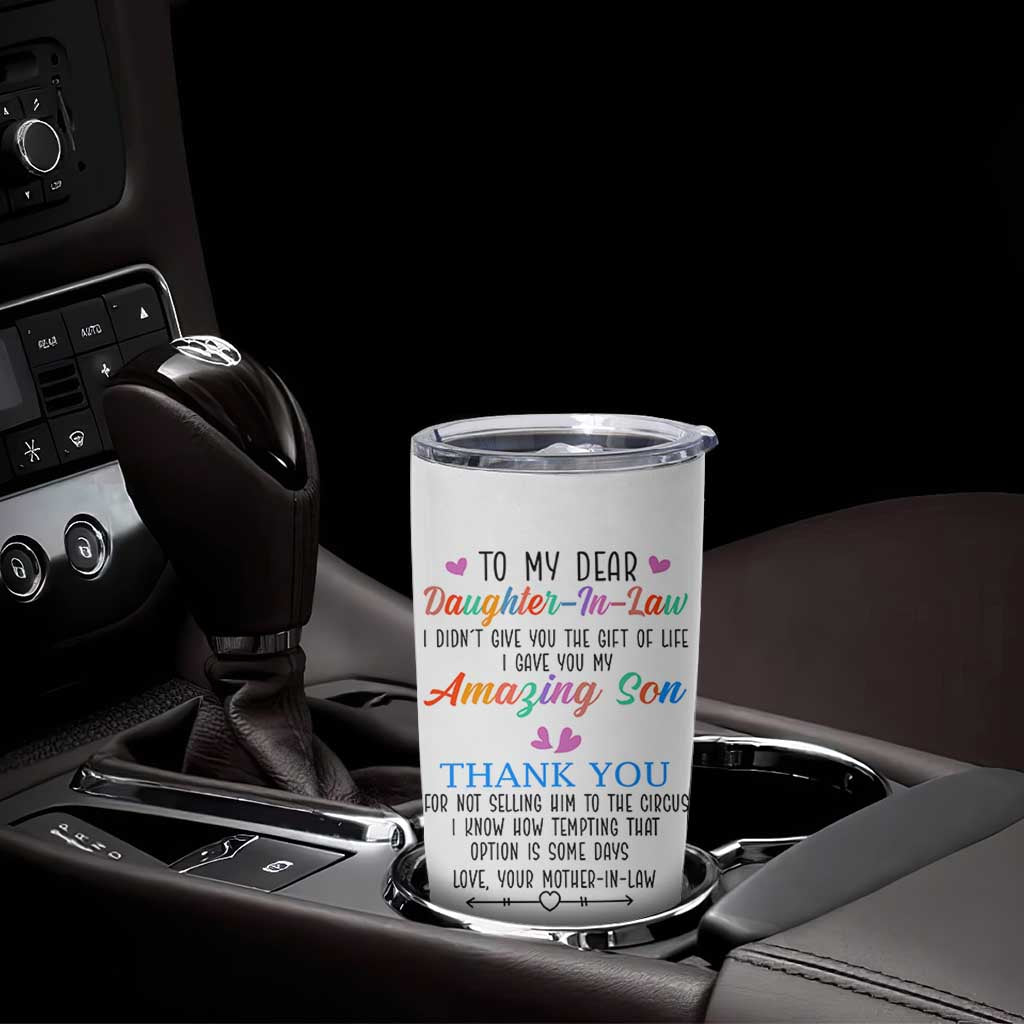 Gifts For Daughter In Law Tumbler Cup Funny Wedding Day Gift From Mother In Law