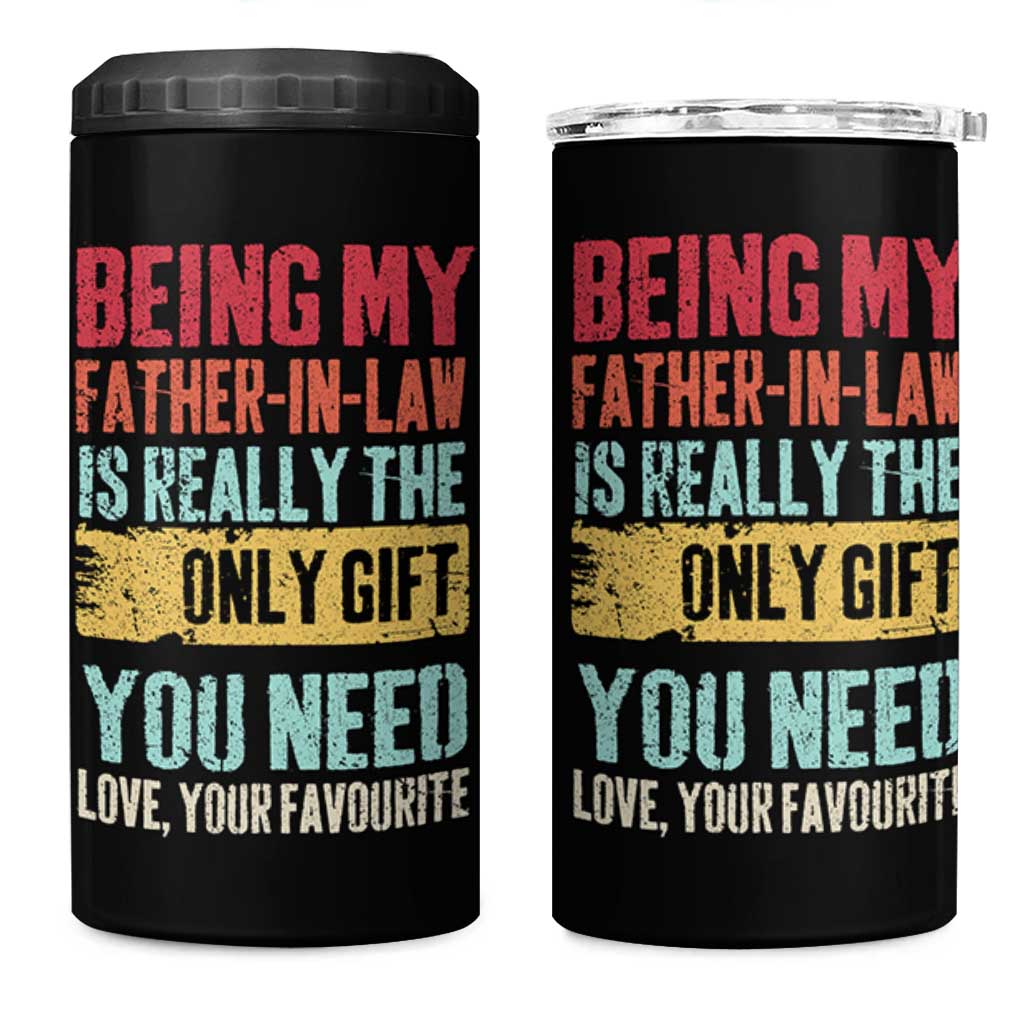 Father In Law Gift 4 in 1 Can Cooler Tumbler Retro Funny Being My Father-in-law