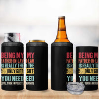 Father In Law Gift 4 in 1 Can Cooler Tumbler Retro Funny Being My Father-in-law