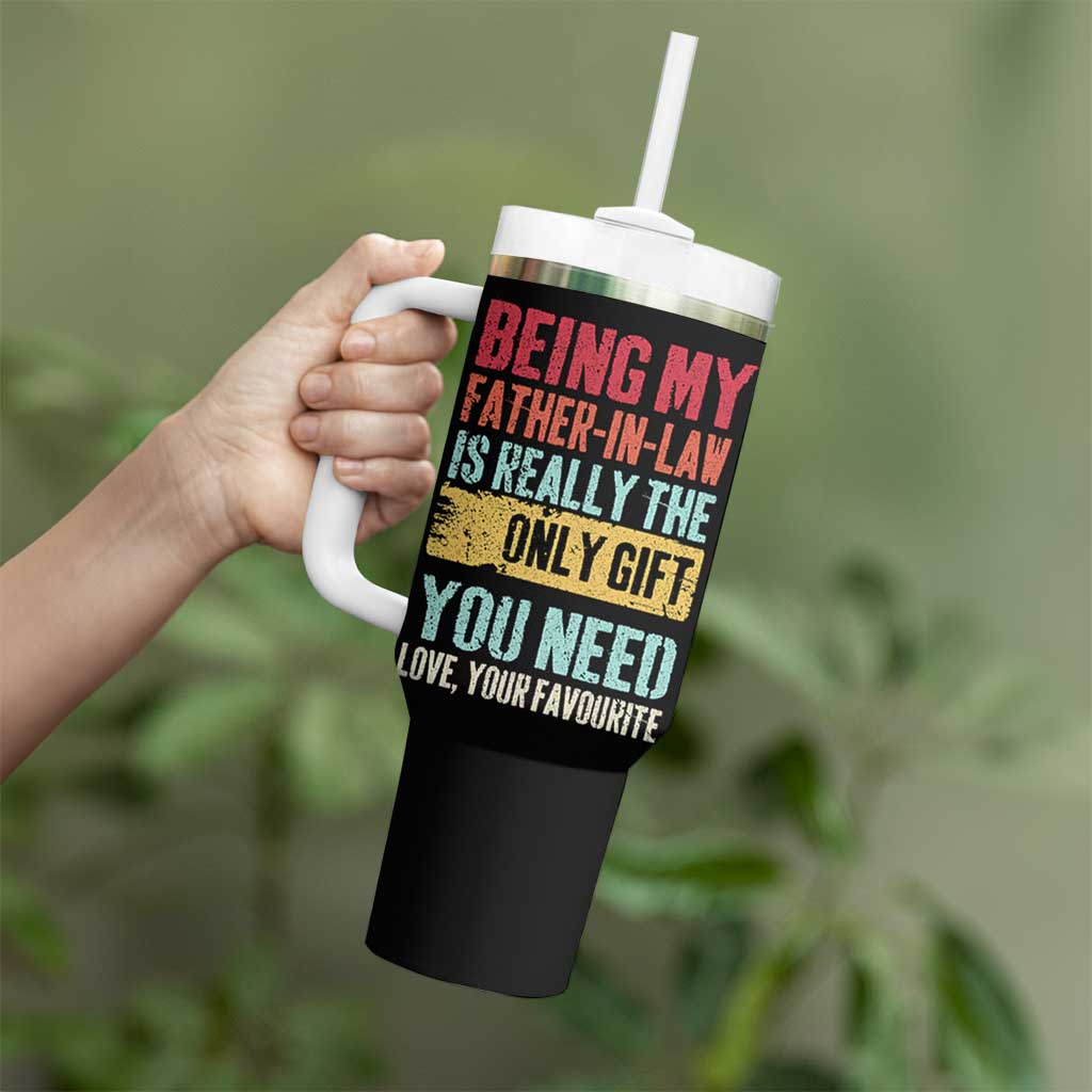 Father In Law Gift Tumbler With Handle Retro Funny Being My Father-in-law