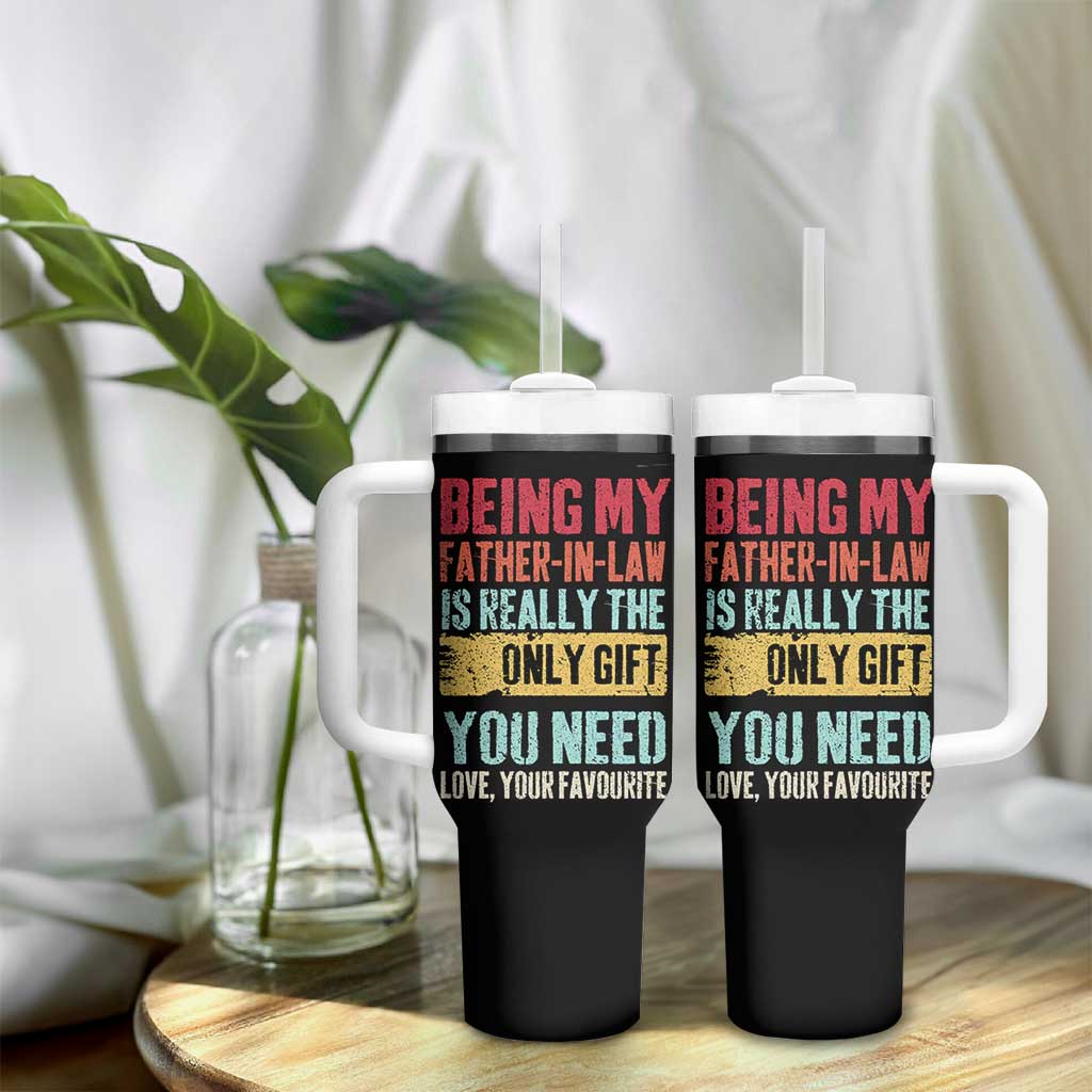 Father In Law Gift Tumbler With Handle Retro Funny Being My Father-in-law
