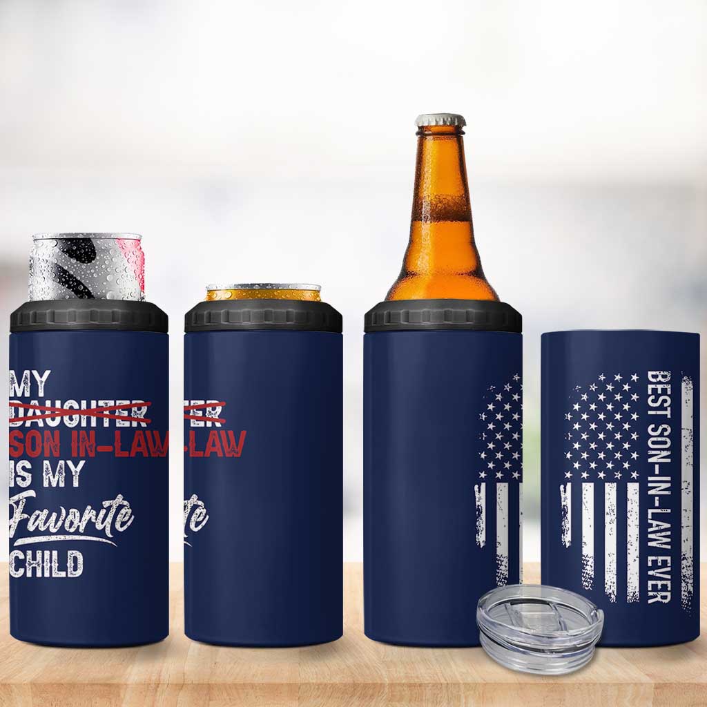 My Son In Law Is My Favorite Child 4 in 1 Can Cooler Tumbler Funny Gift For Mother-in-Law Father-in-Law USA Flag