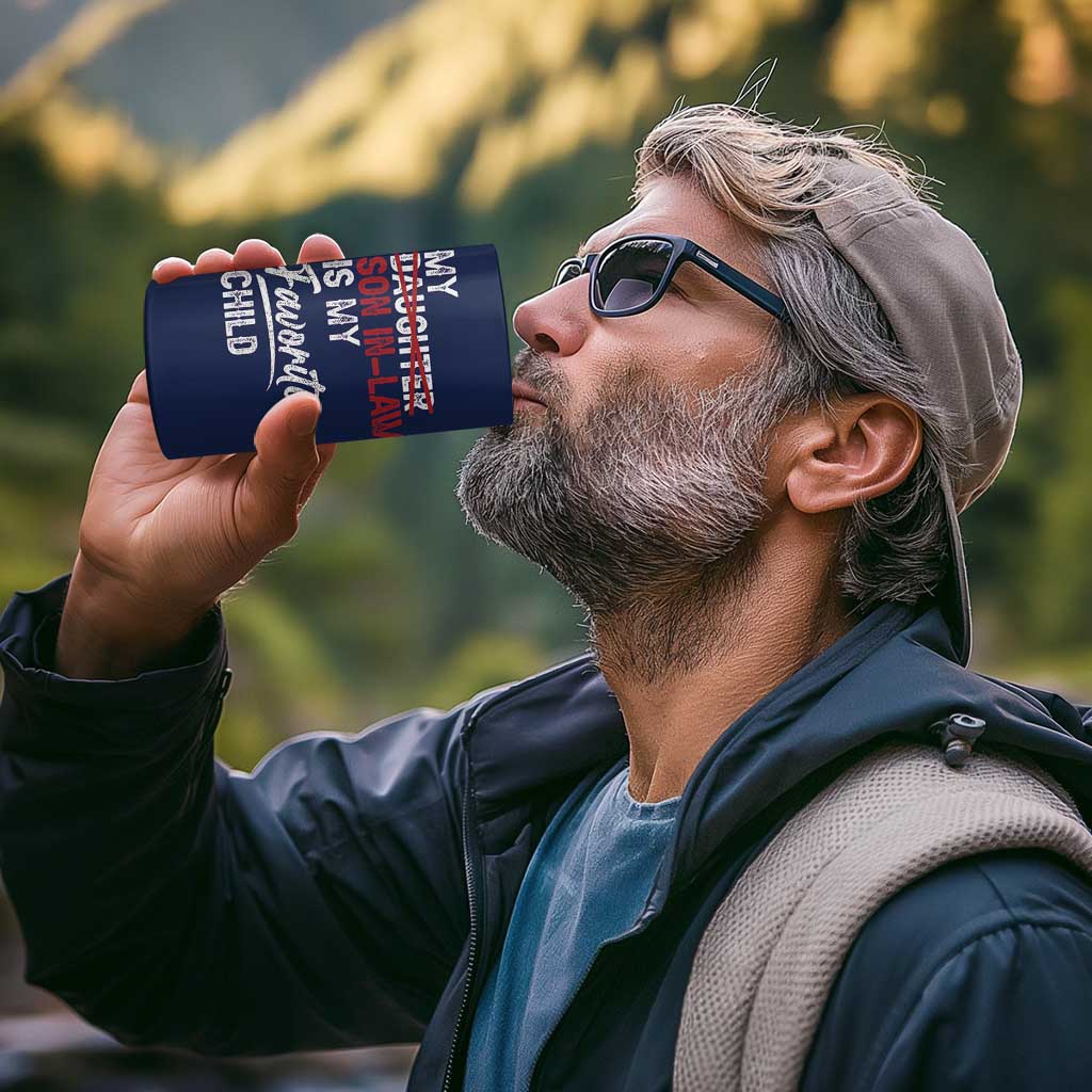 My Son In Law Is My Favorite Child 4 in 1 Can Cooler Tumbler Funny Gift For Mother-in-Law Father-in-Law USA Flag