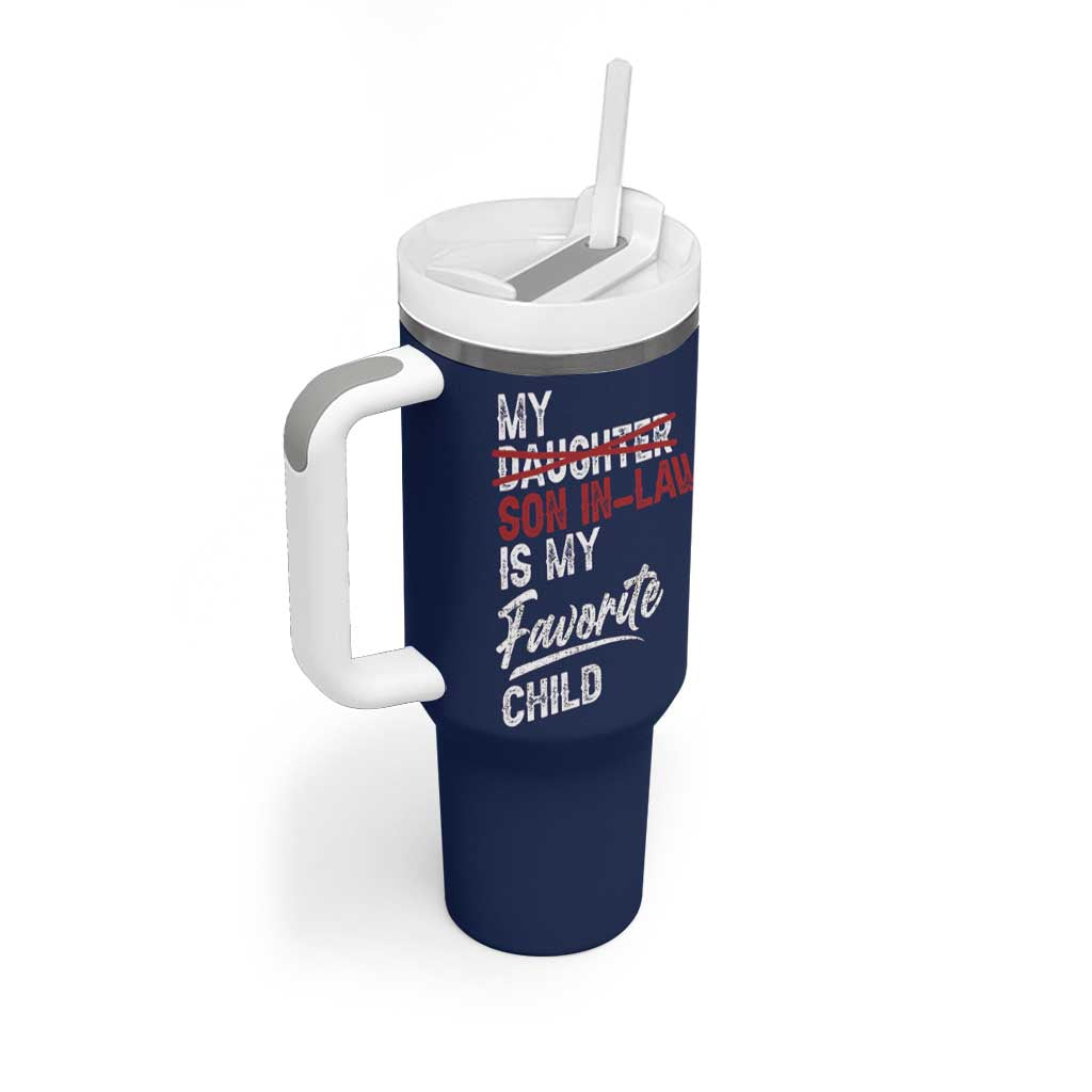 My Son In Law Is My Favorite Child Tumbler With Handle Funny Gift For Mother-in-Law Father-in-Law USA Flag
