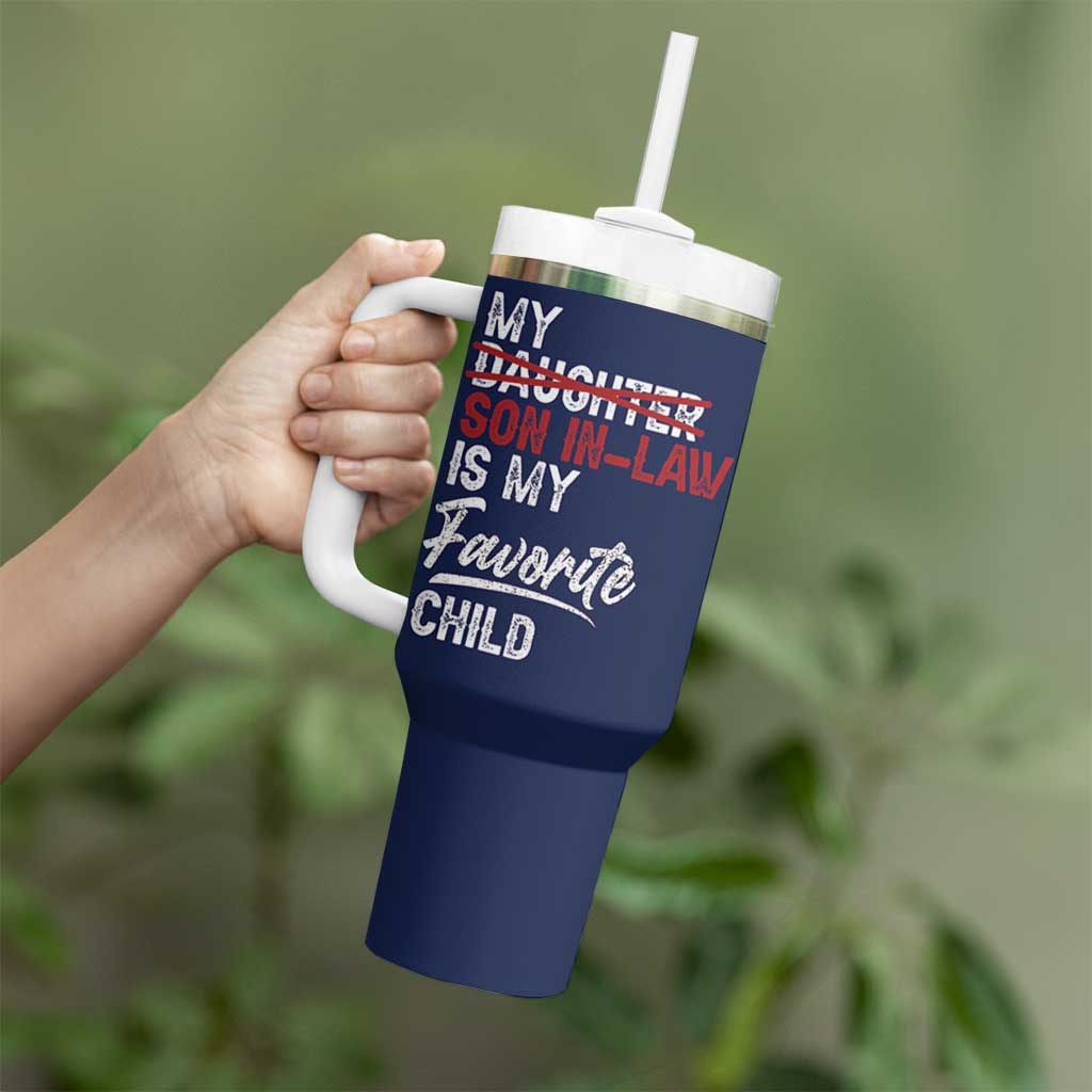 My Son In Law Is My Favorite Child Tumbler With Handle Funny Gift For Mother-in-Law Father-in-Law USA Flag