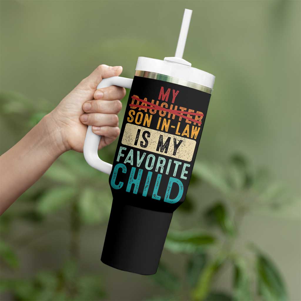 My Son In Law Is My Favorite Child Tumbler With Handle Retro Funny Gift For Mother-in-Law Father-in-Law