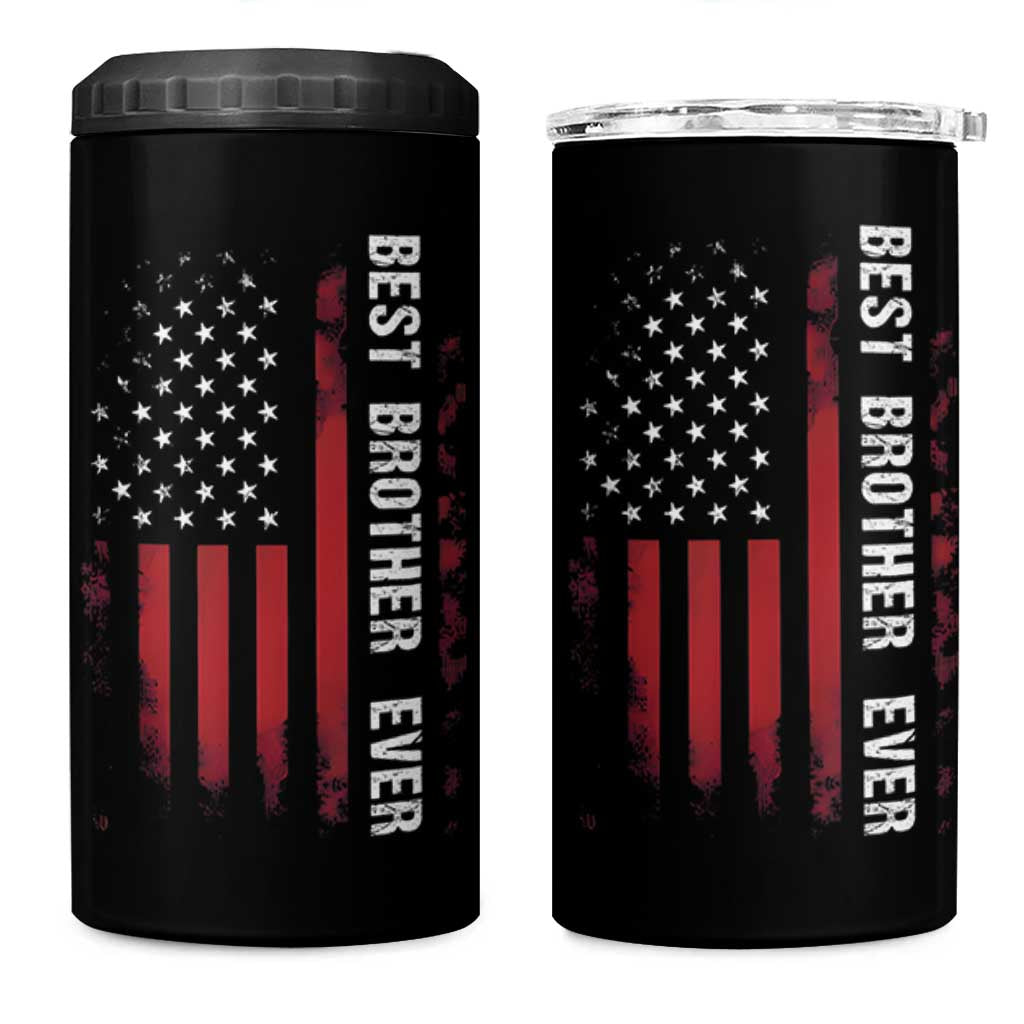 Best Brother Ever 4 in 1 Can Cooler Tumbler Retro US Flag Gifts From Sisters Siblings
