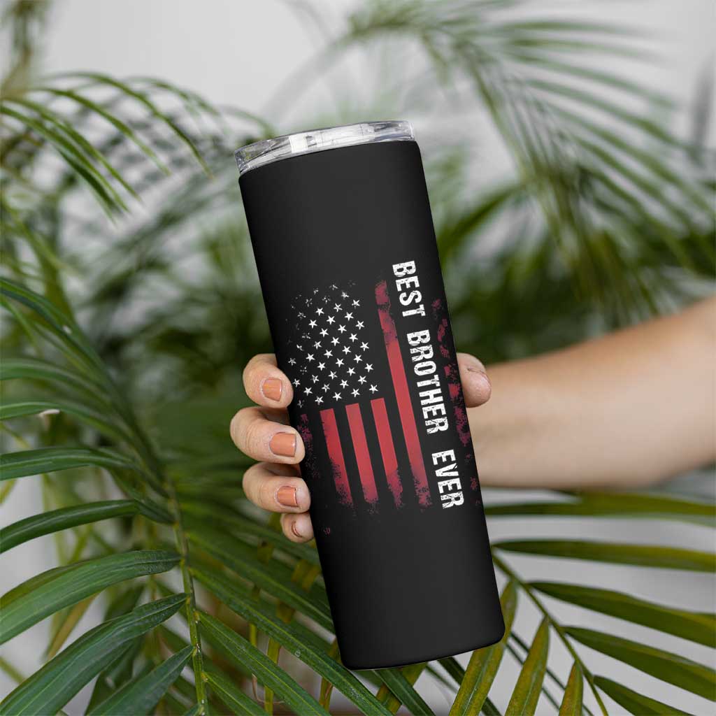 Best Brother Ever Skinny Tumbler Retro US Flag Gifts From Sisters Siblings