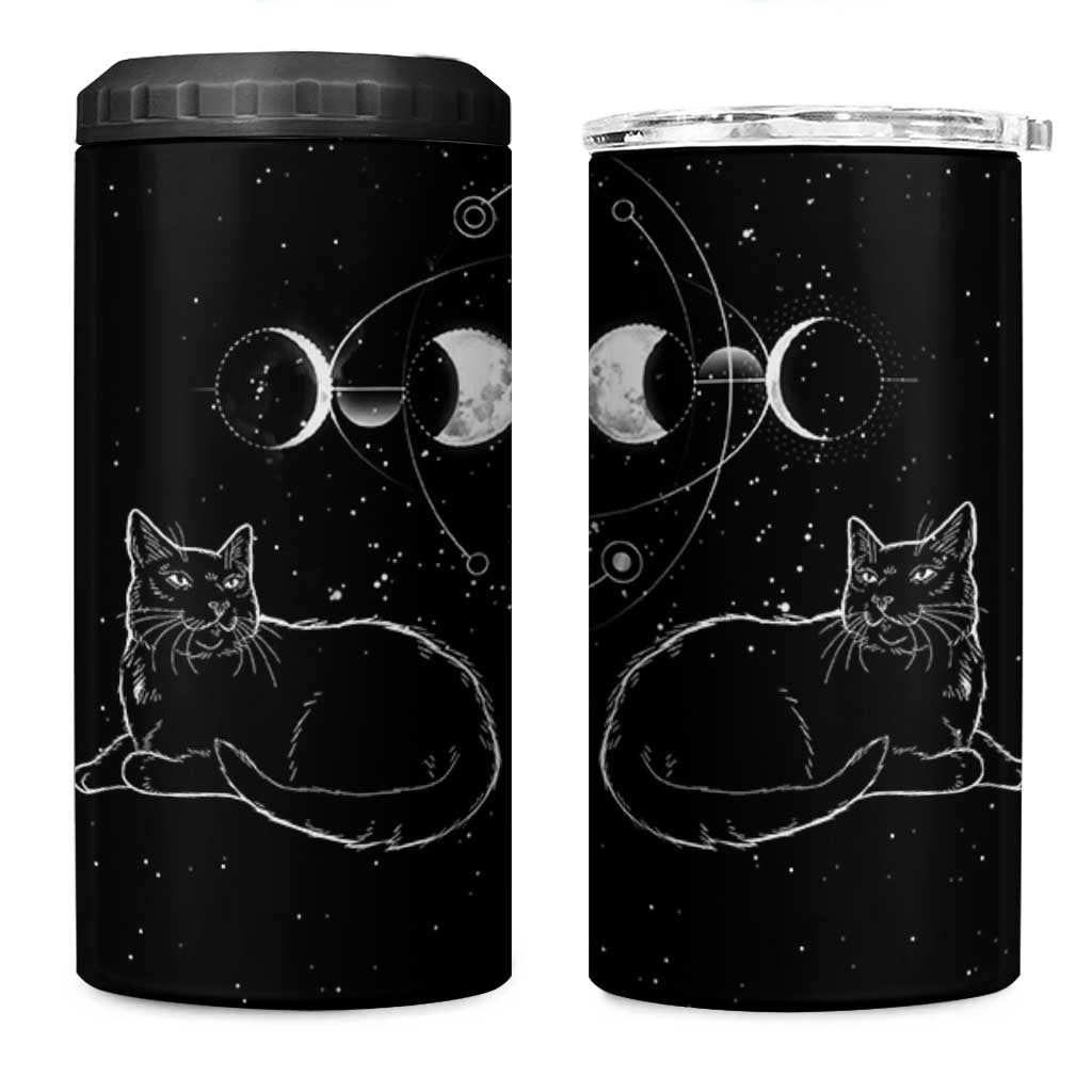 Black Cat 4 in 1 Can Cooler Tumbler Cat Lover Gifts For Women Funny Goth Witch Gothic