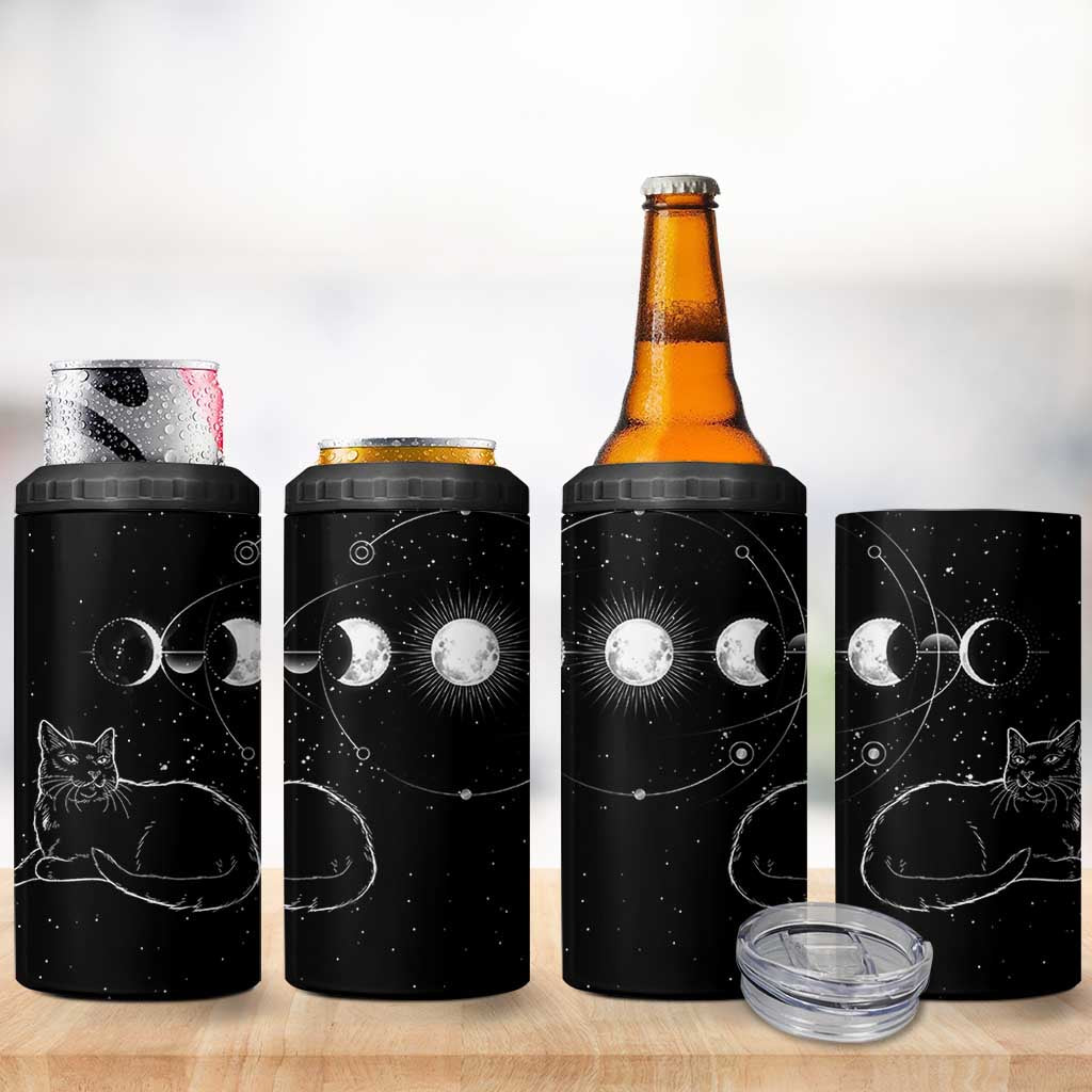 Black Cat 4 in 1 Can Cooler Tumbler Cat Lover Gifts For Women Funny Goth Witch Gothic