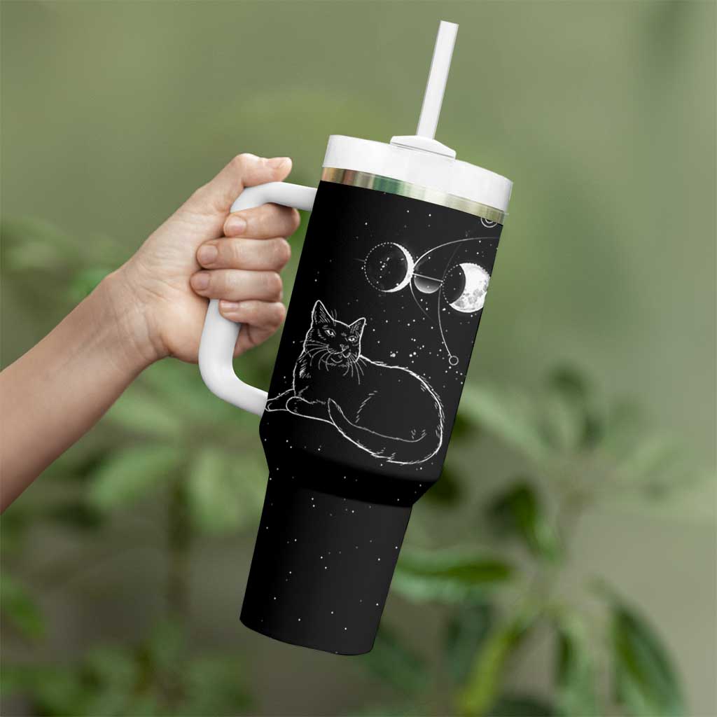 Black Cat Tumbler With Handle Cat Lover Gifts For Women Funny Goth Witch Gothic