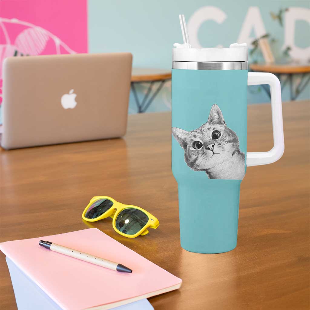 Cat Lover Gifts Tumbler With Handle You Still Asleep Human