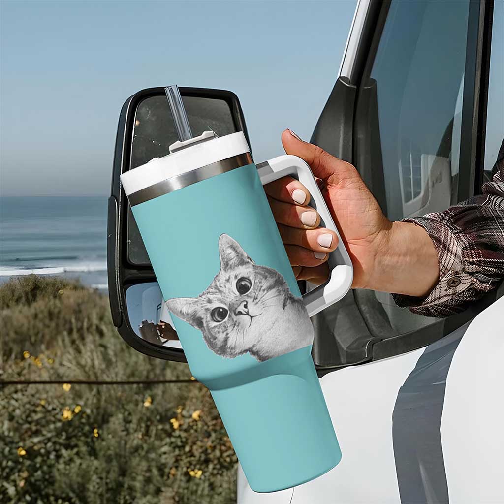 Cat Lover Gifts Tumbler With Handle You Still Asleep Human