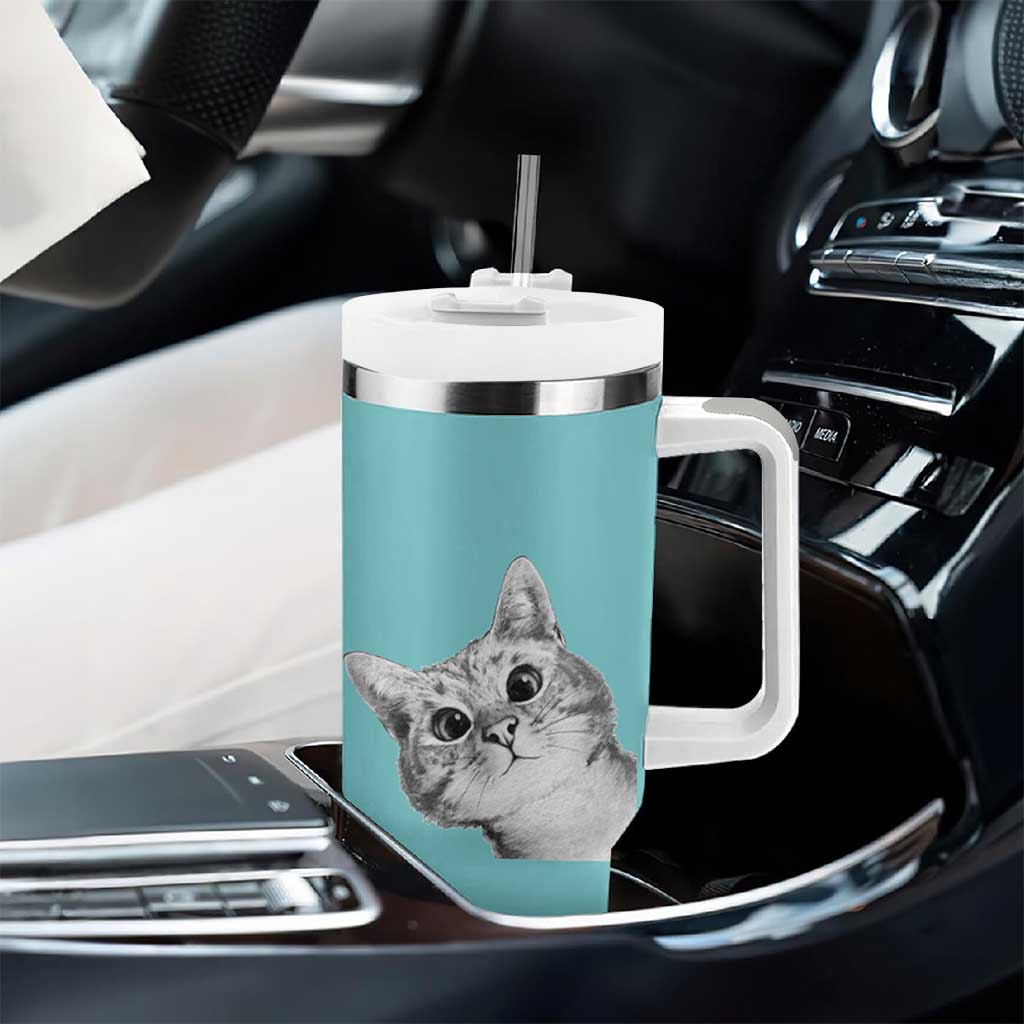 Cat Lover Gifts Tumbler With Handle You Still Asleep Human