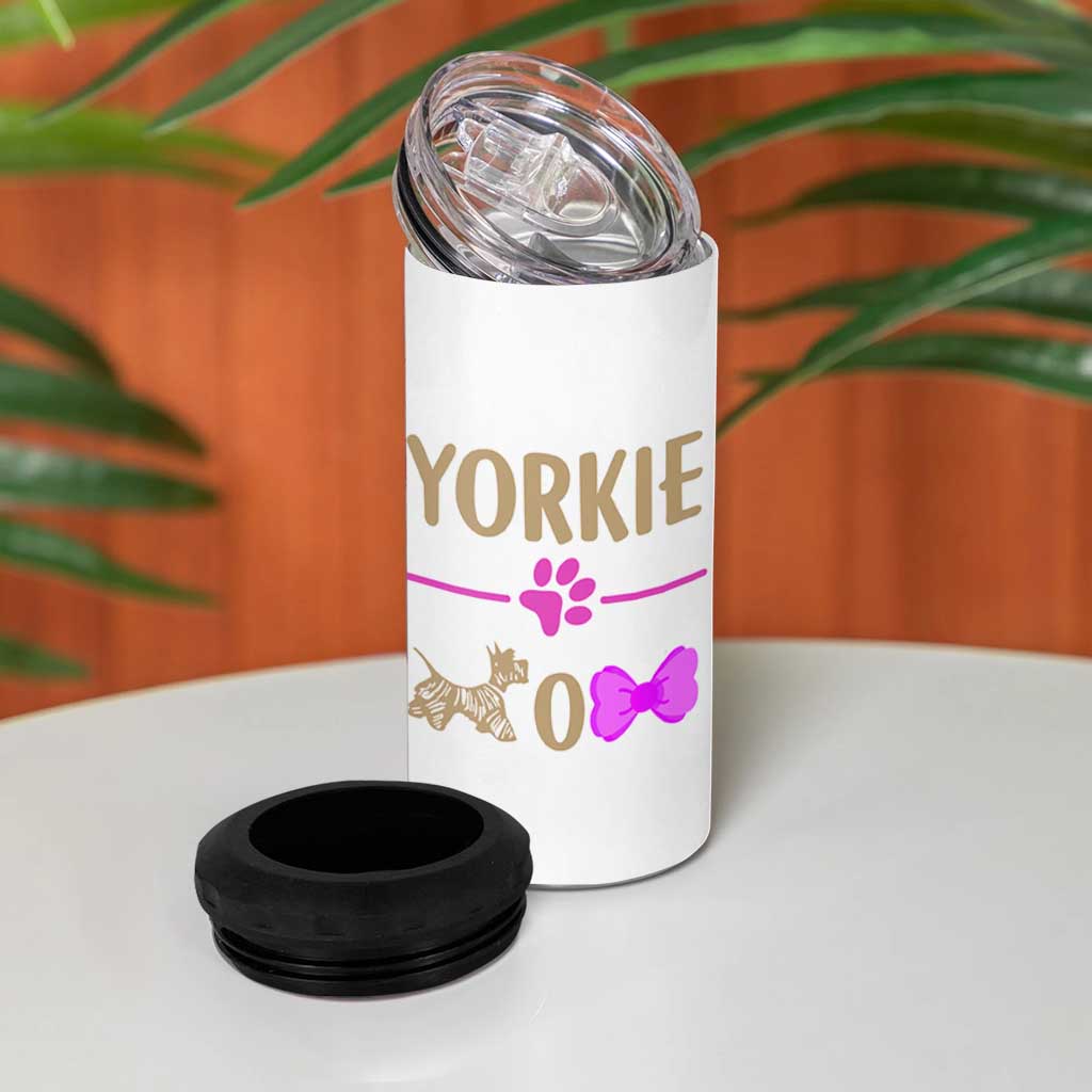 Yorkie Mom 4 in 1 Can Cooler Tumbler Yorkshire Terrier Gifts For Dog Mom Fur Mama Presents