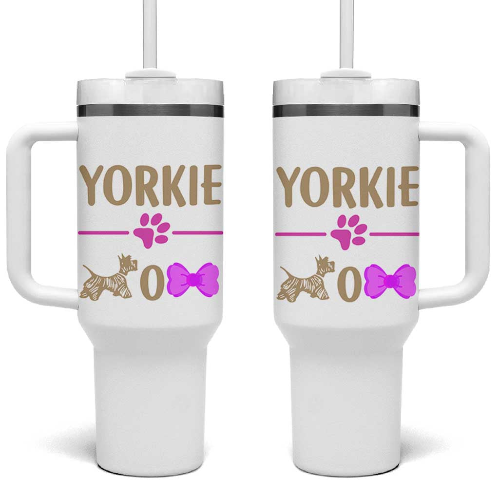 Yorkie Mom Tumbler With Handle Yorkshire Terrier Gifts For Dog Mom Fur Mama Presents