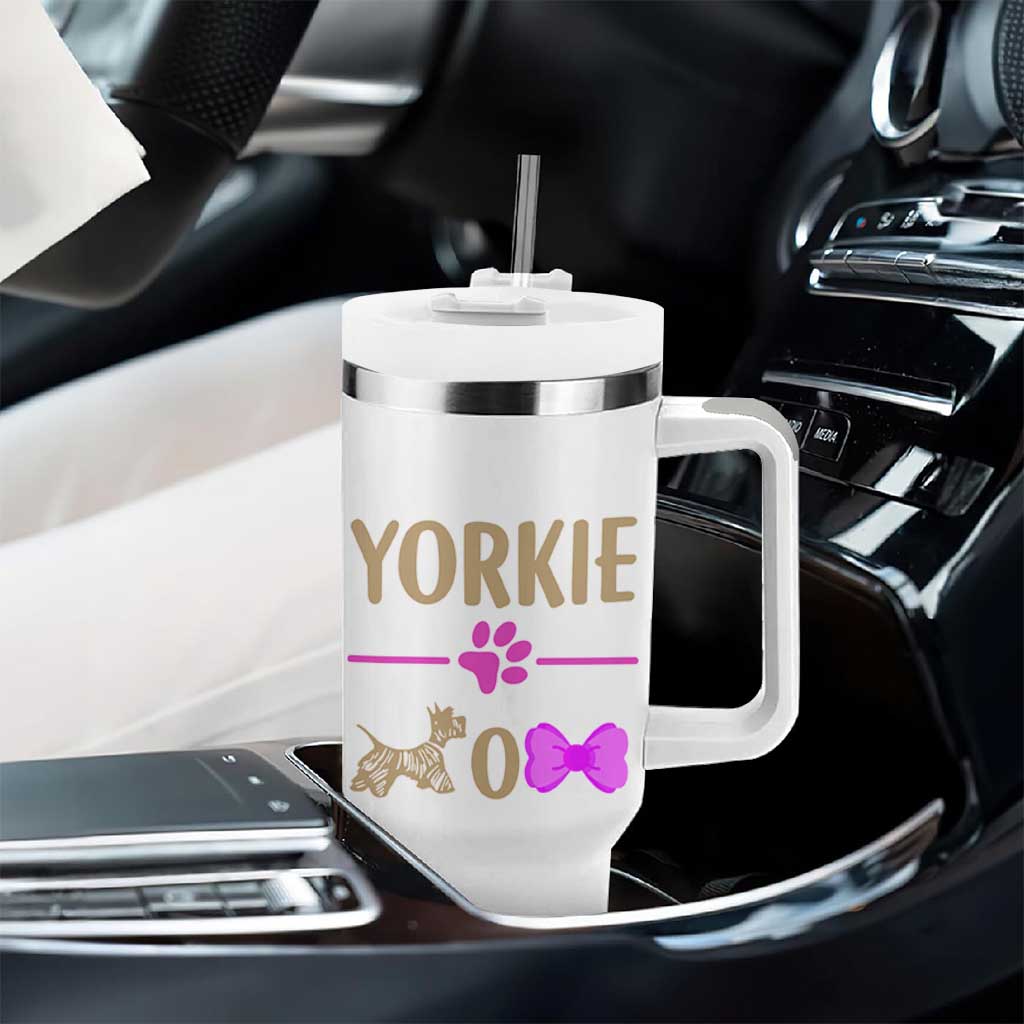 Yorkie Mom Tumbler With Handle Yorkshire Terrier Gifts For Dog Mom Fur Mama Presents