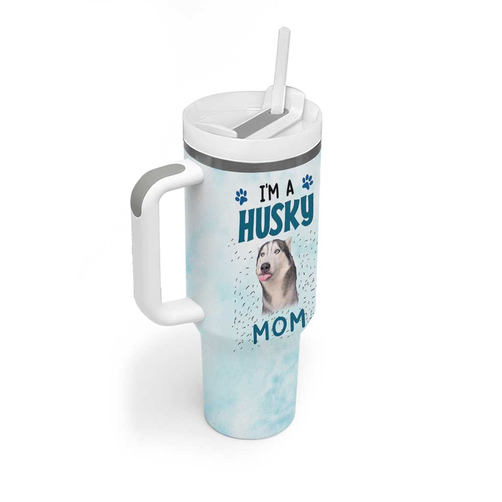 Funny Husky Mom Tumbler With Handle Funny Dog Owner Gift Siberian Husky This Is How I Roll
