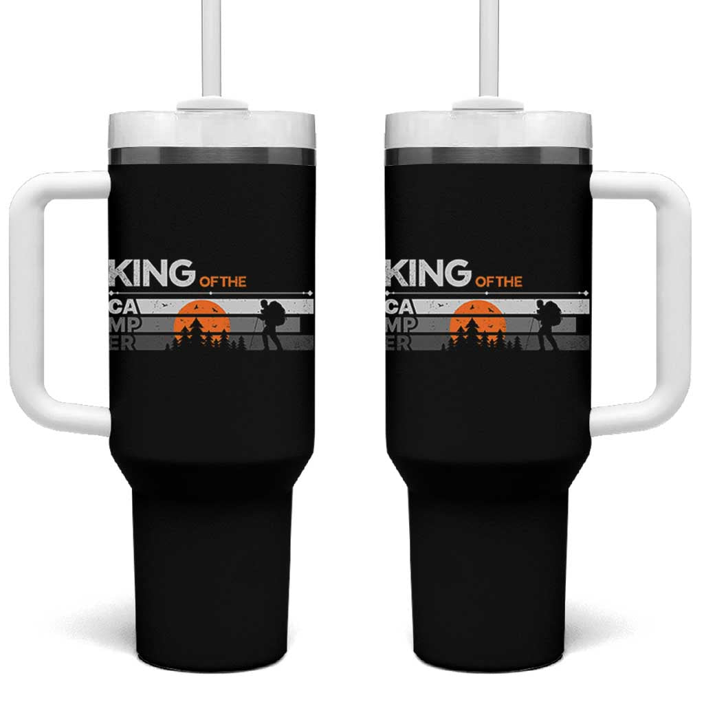 King Of The Camper Tumbler With Handle Outdoor Camping Mountain Nature Hiking Camp Lover Gift