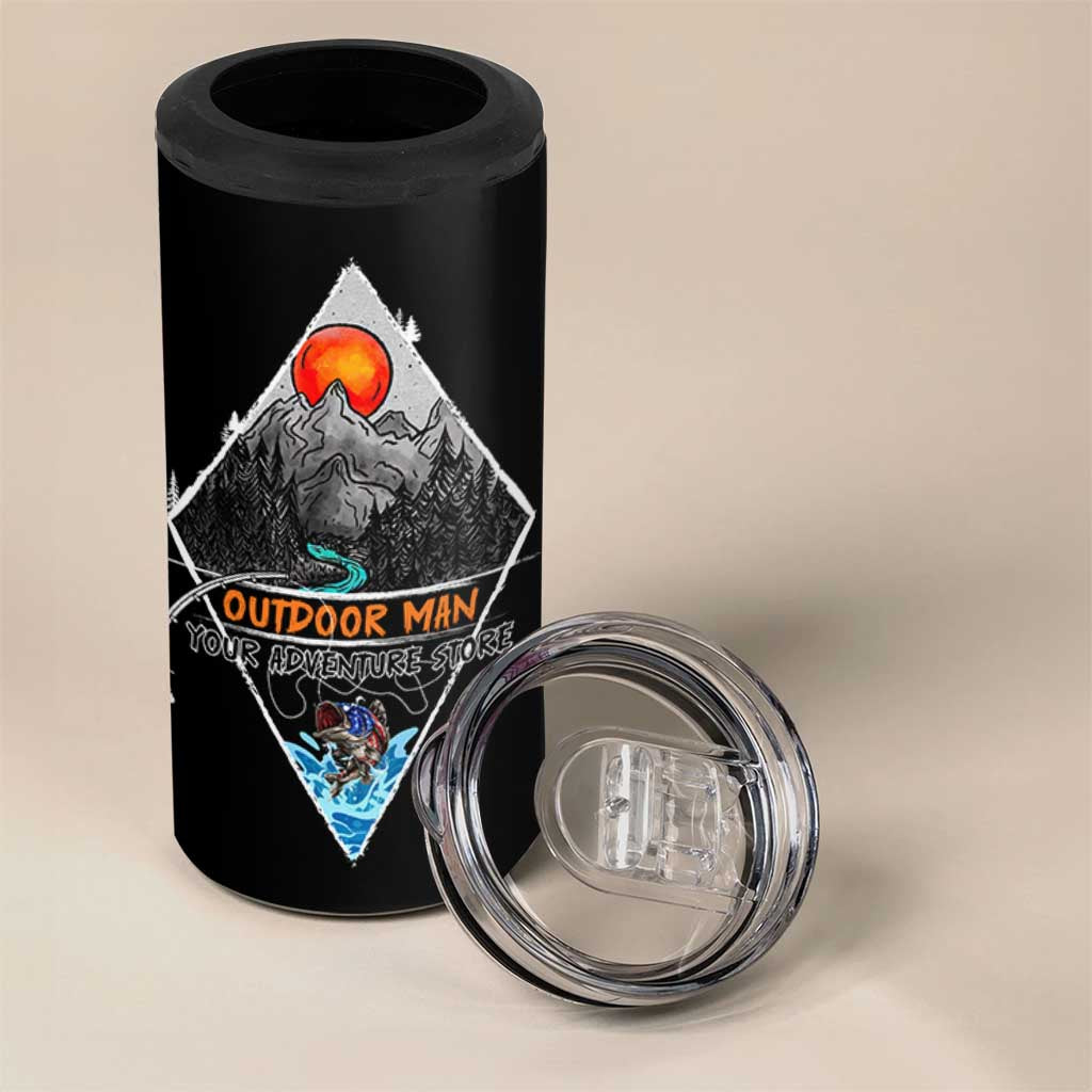 Outdoor Man 4 in 1 Can Cooler Tumbler Fishing Camping Mountain Nature Hiking Camp Lover Gift