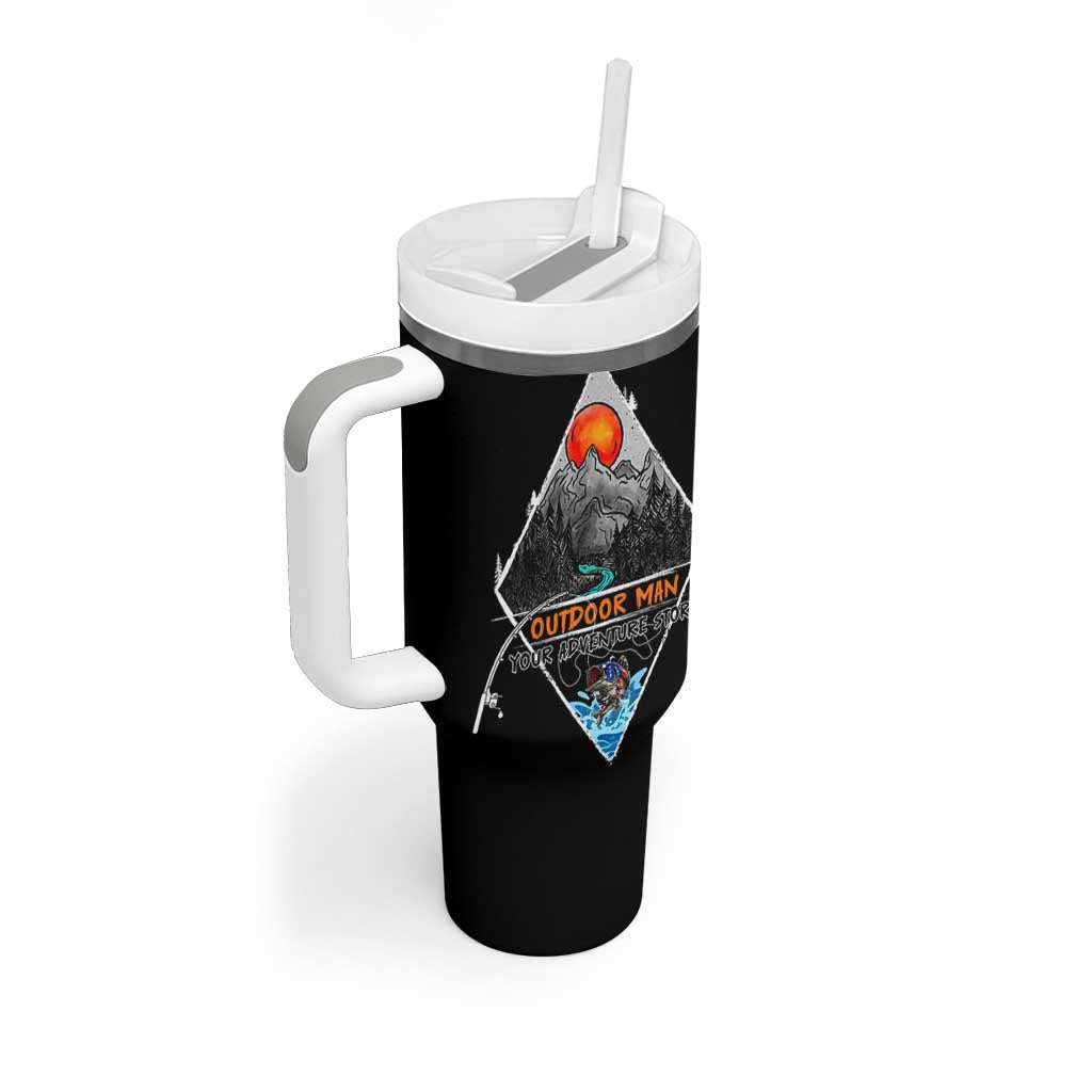 Outdoor Man Tumbler With Handle Fishing Camping Mountain Nature Hiking Camp Lover Gift