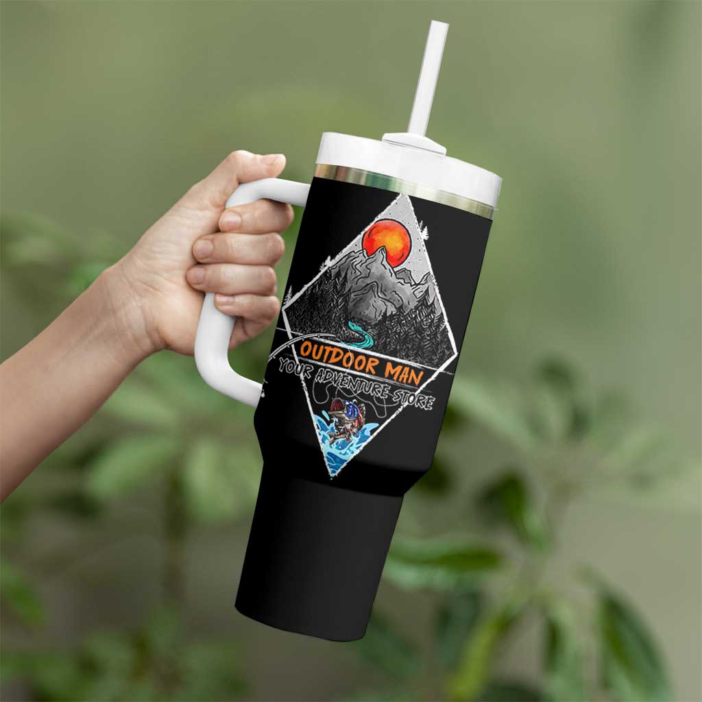 Outdoor Man Tumbler With Handle Fishing Camping Mountain Nature Hiking Camp Lover Gift