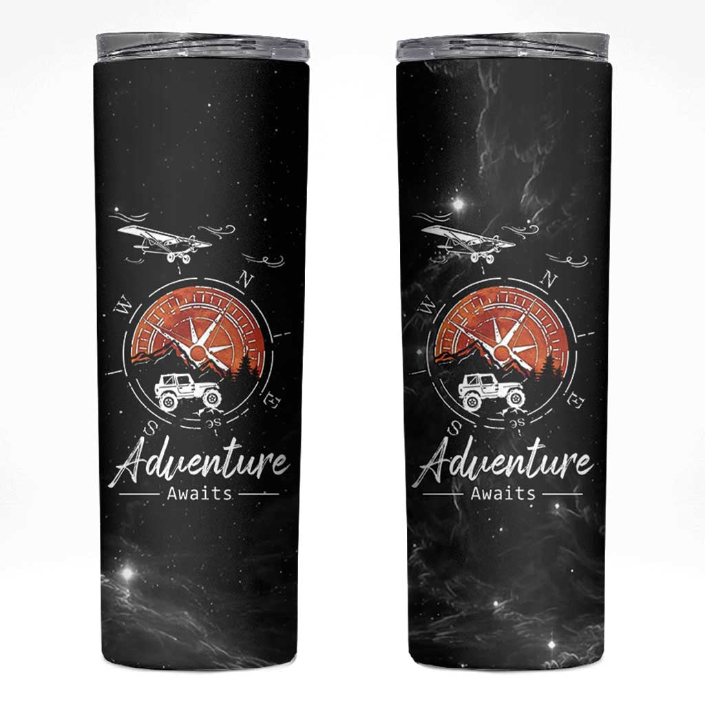 Adventure Awaits Skinny Tumbler Camping Mountain Nature Hiking Camp Lover Gift