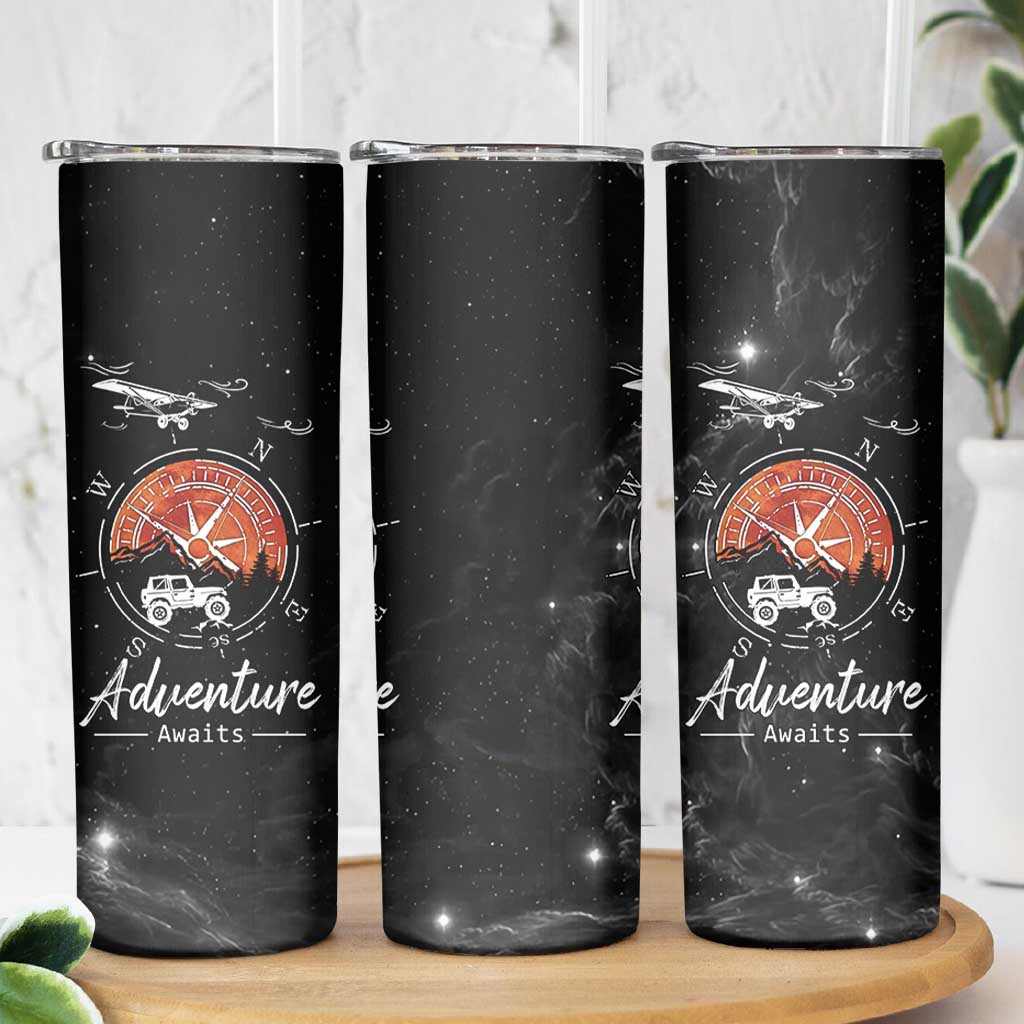 Adventure Awaits Skinny Tumbler Camping Mountain Nature Hiking Camp Lover Gift