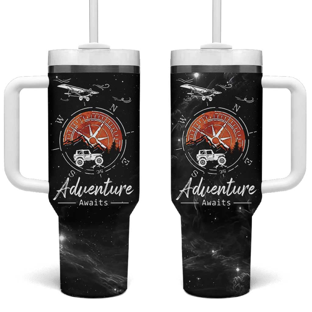 Adventure Awaits Tumbler With Handle Camping Mountain Nature Hiking Camp Lover Gift