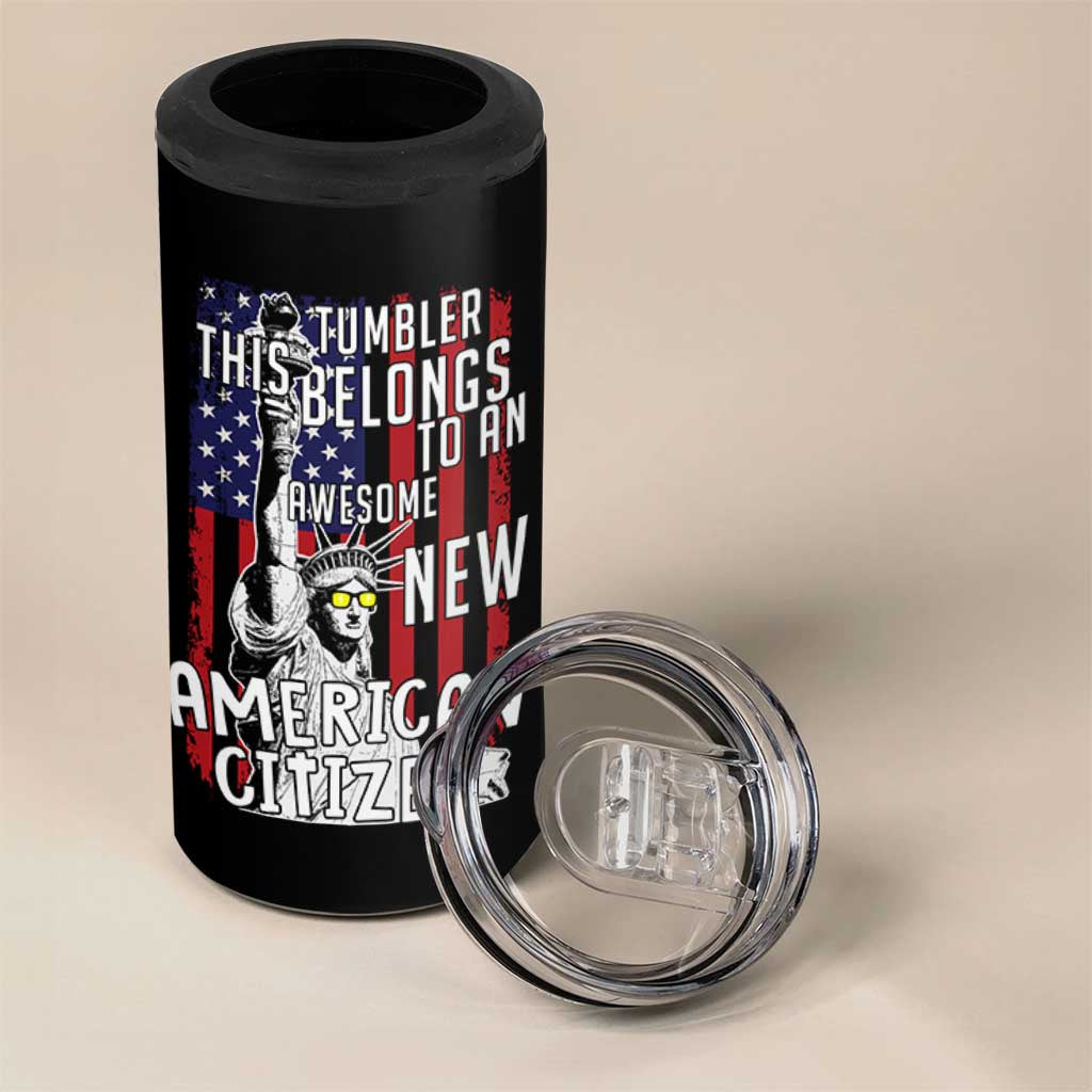 New American Citizen Gift 4 in 1 Can Cooler Tumbler Funny US Citizenship Congratulations Presents