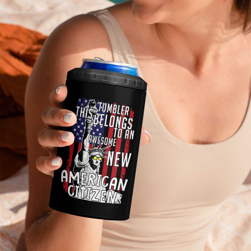 New American Citizen Gift 4 in 1 Can Cooler Tumbler Funny US Citizenship Congratulations Presents