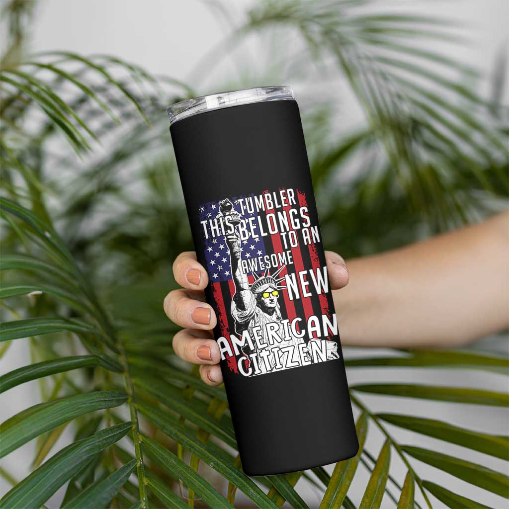 New American Citizen Gift Skinny Tumbler Funny US Citizenship Congratulations Presents