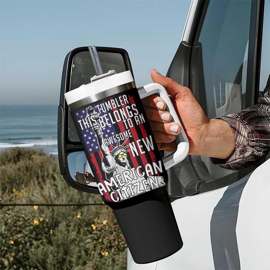 New American Citizen Gift Tumbler With Handle Funny US Citizenship Congratulations Presents
