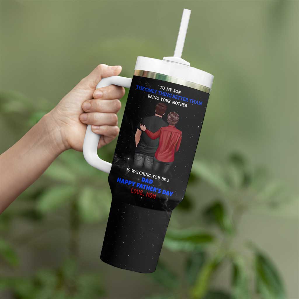 Fathers Day Son Gifts from Mom Tumbler With Handle To My Son Gift