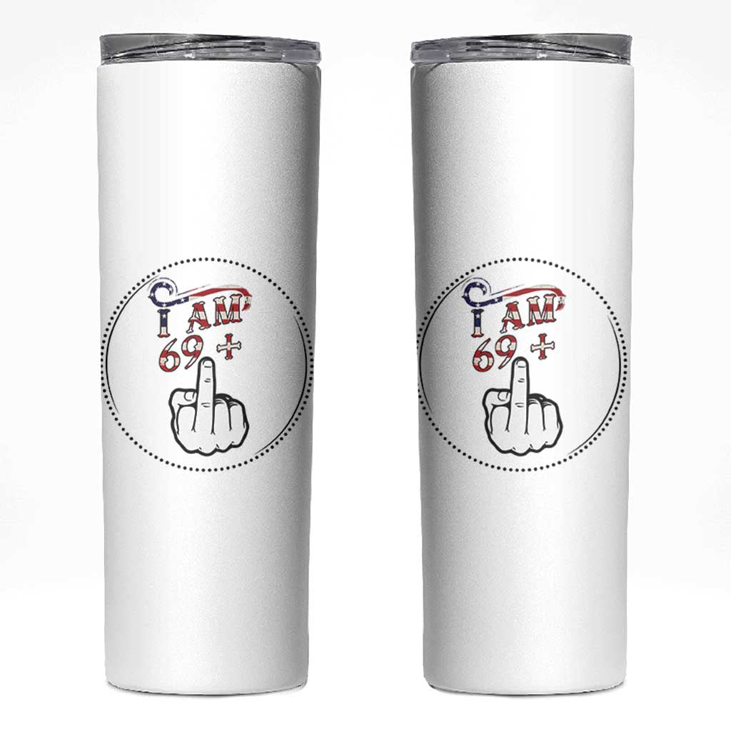 Funny 70th Birthday Skinny Tumbler 1956 70 Year Old Birthday US Flag Middle Finger