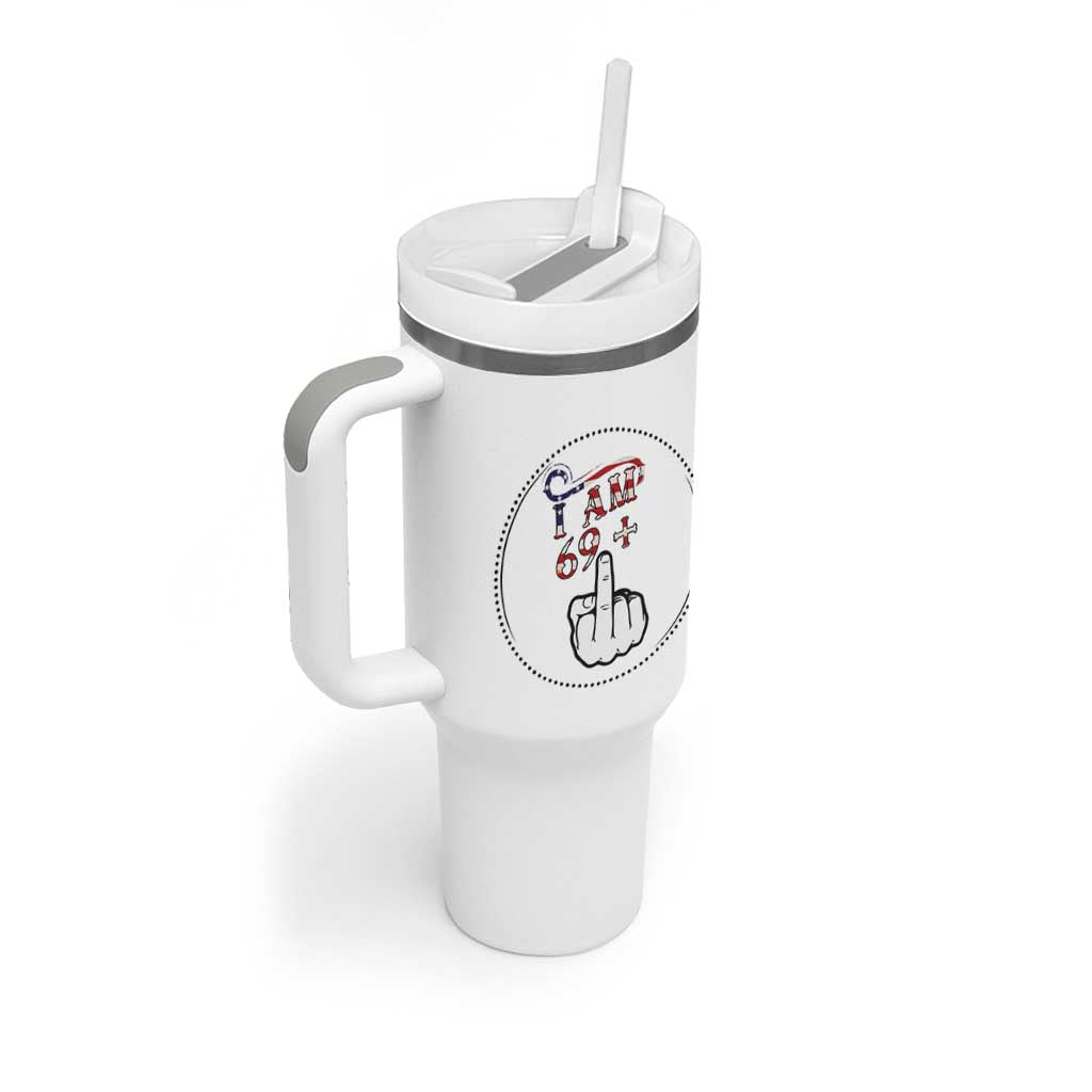 Funny 70th Birthday Tumbler With Handle 1956 70 Year Old Birthday US Flag Middle Finger