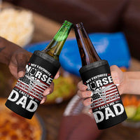 Nurse Dad 4 in 1 Can Cooler Tumbler My Favorite Nurse Calls Me Dad Fathers Day Gift US Flag