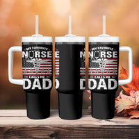 Nurse Dad Tumbler With Handle My Favorite Nurse Calls Me Dad Fathers Day Gift US Flag