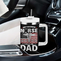 Nurse Dad Tumbler With Handle My Favorite Nurse Calls Me Dad Fathers Day Gift US Flag