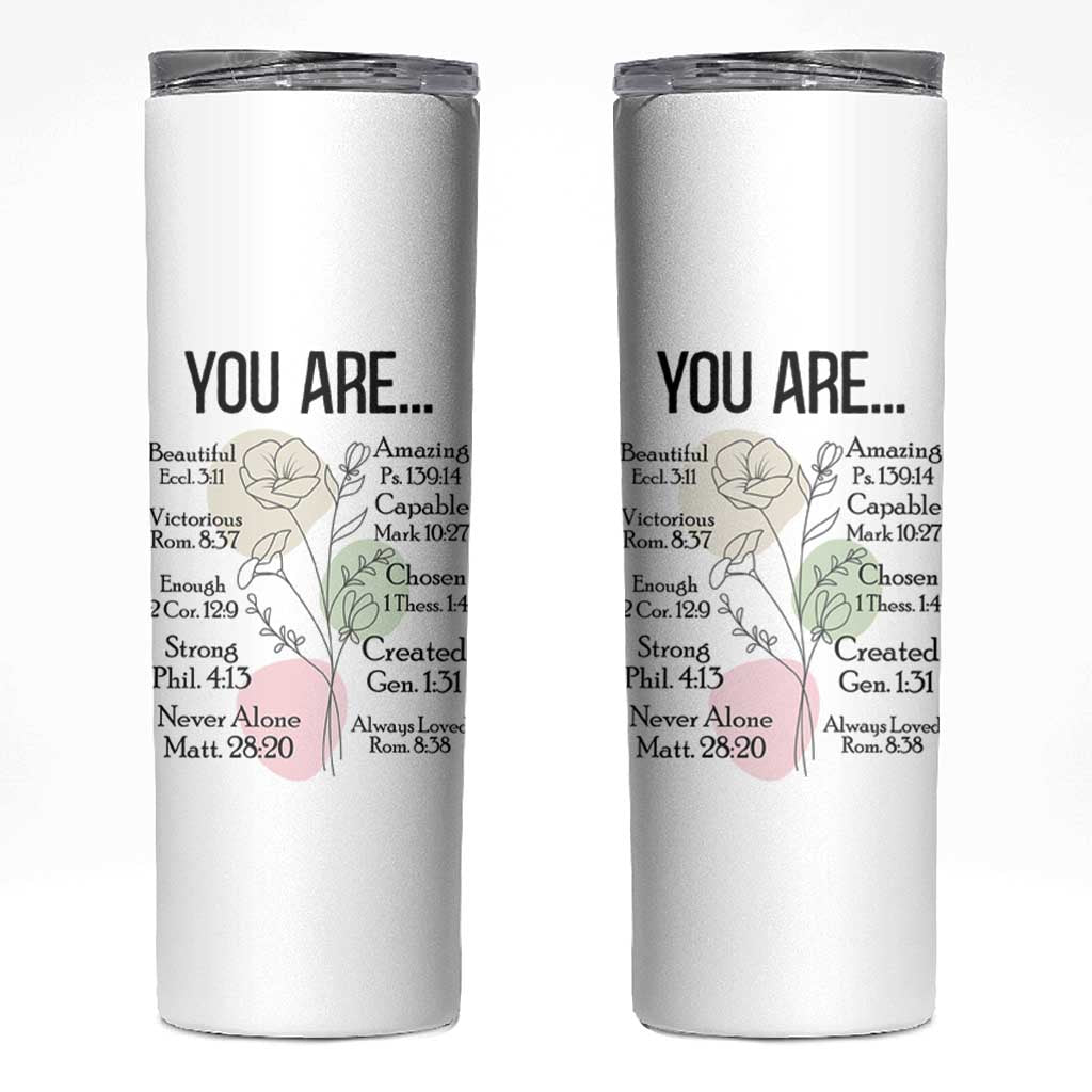 Christian Skinny Tumbler Religious Self Care Inspiration Gifts Inspirational Scripture Cup with Bible Verse - Wonder Print Shop