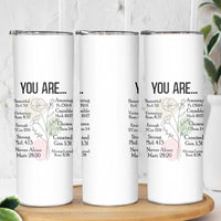 Christian Skinny Tumbler Religious Self Care Inspiration Gifts Inspirational Scripture Cup with Bible Verse - Wonder Print Shop