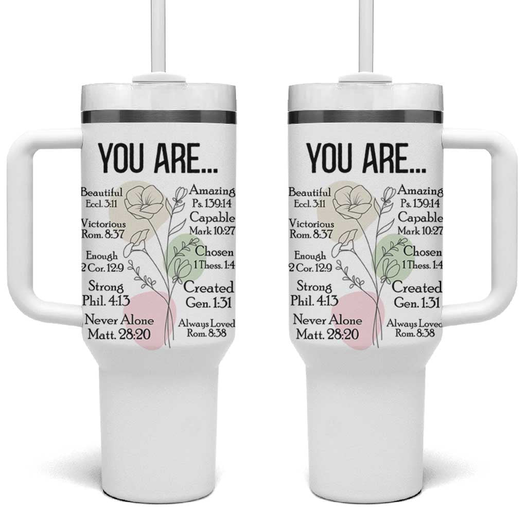 Christian Tumbler With Handle Religious Self Care Inspiration Gifts Inspirational Scripture Cup with Bible Verse - Wonder Print Shop