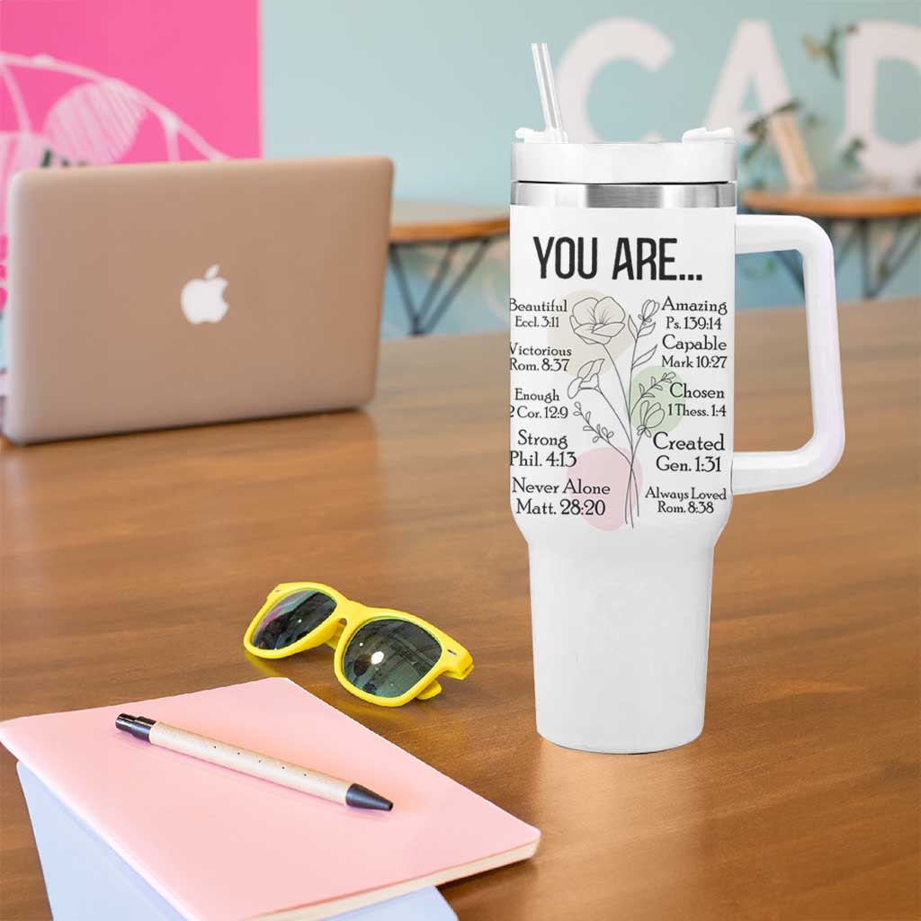 Christian Tumbler With Handle Religious Self Care Inspiration Gifts Inspirational Scripture Cup with Bible Verse - Wonder Print Shop