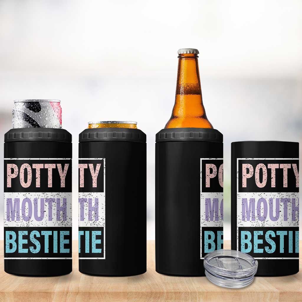 Funny Bestie Gifts 4 in 1 Can Cooler Tumbler Potty Mouth Gag Gifts For Women Best Friend BFF Work Bestie
