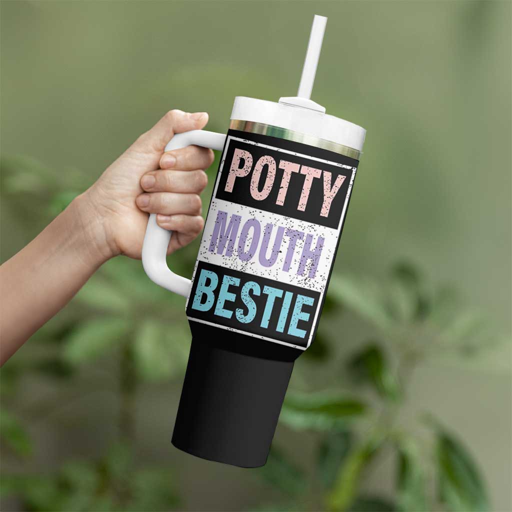 Funny Bestie Gifts Tumbler With Handle Potty Mouth Gag Gifts For Women Best Friend BFF Work Bestie